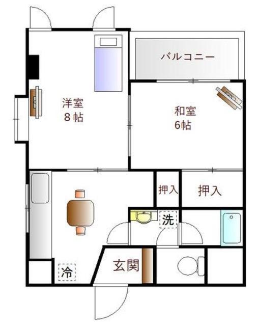パーシモンハウス(2DK/4階)の間取り写真