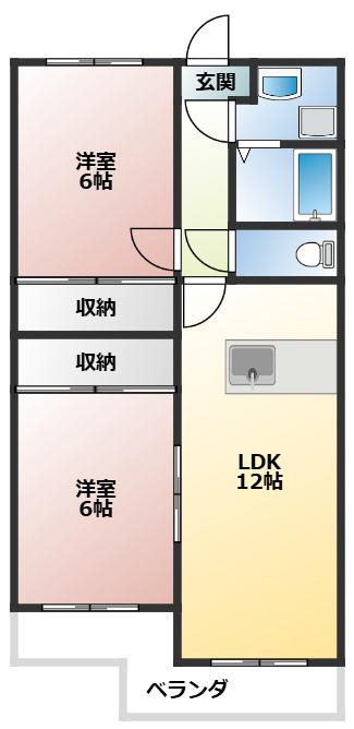ペイザージュII(2LDK/3階)の間取り写真