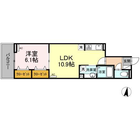 アンジュール大谷口(1LDK/2階)の間取り写真