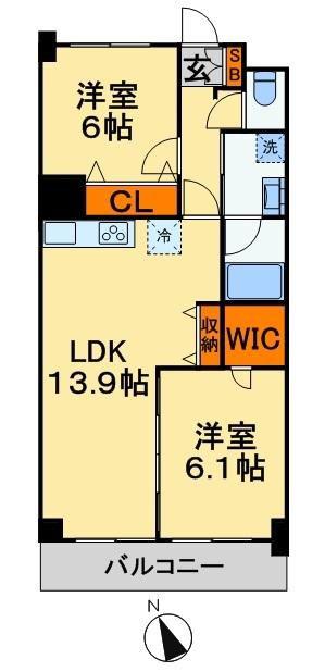 エレンシアK津田沼(1SLDK/3階)の間取り写真