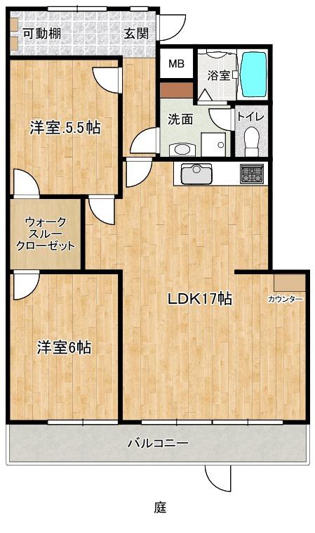 幸三マンション(2LDK/2階)の間取り写真