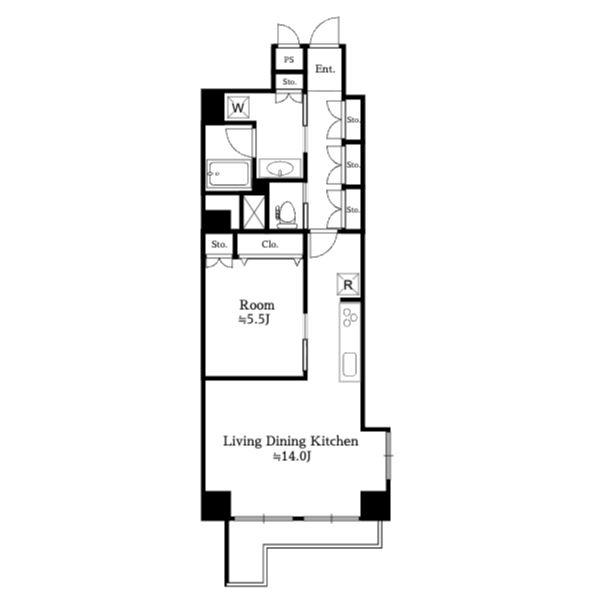 マンション広尾台(1LDK/5階)の間取り写真