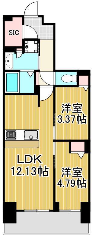 アーバンパーク谷在家(2LDK/6階)の間取り写真
