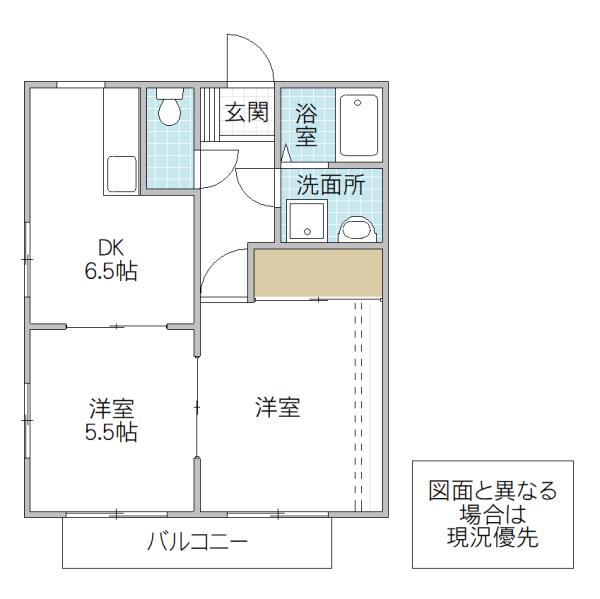 コーポナカネ(2DK/2階)の間取り写真