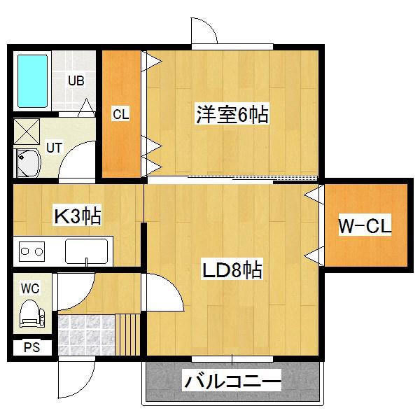 モダンラピュタ(1LDK/2階)の間取り写真
