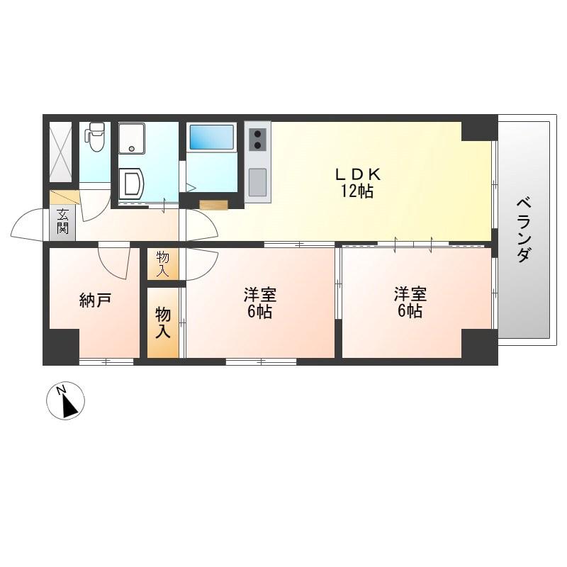 アーバンシェルA館(2SLDK/2階)の間取り写真