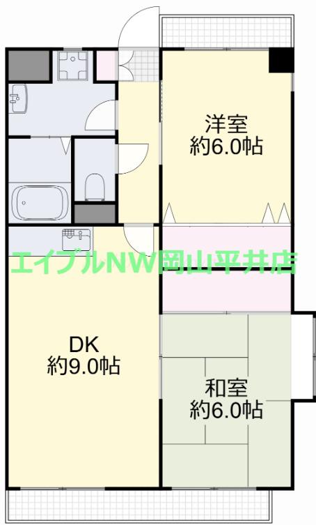 サンライズ豊成(2DK/3階)の間取り写真
