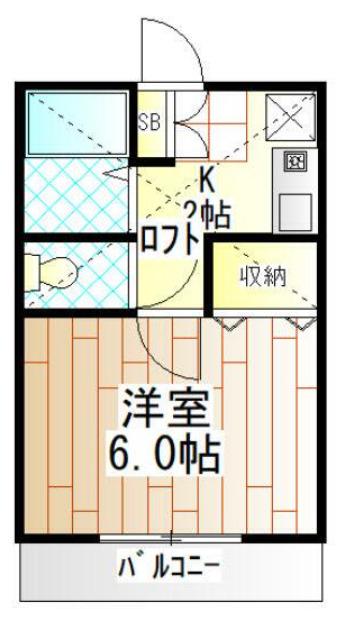 ハイムフォレスト(1K/2階)の間取り写真