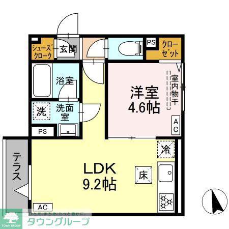 セレスティア羽沢A棟(1LDK/1階)の間取り写真
