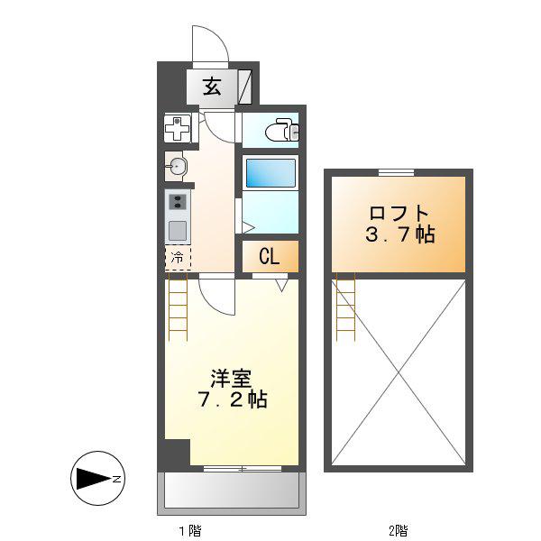 ベレーサ金山(1K/7階)の間取り写真