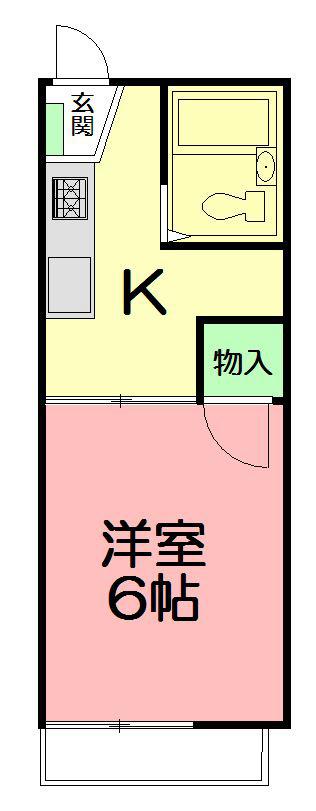 サン・フォレットB(1K/2階)の間取り写真