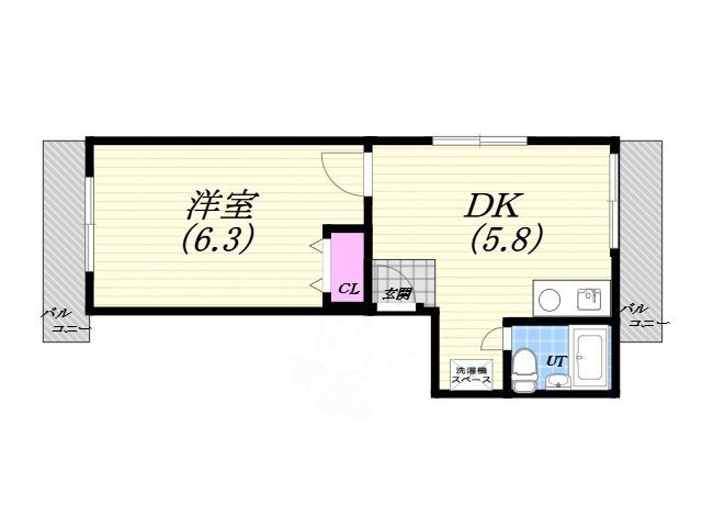 白鳥マンション(1DK/4階)の間取り写真