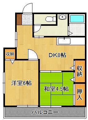 AC大浦(2DK/2階)の間取り写真
