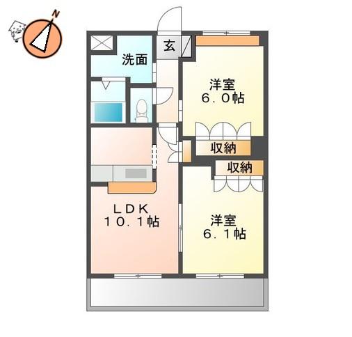 コートヴェール中島田(2LDK/1階)の間取り写真
