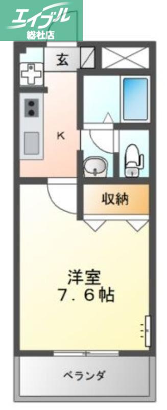 ロイヤルメイセス(1K/1階)の間取り写真