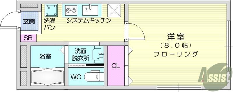 グランメゾン七福(1K/3階)の間取り写真