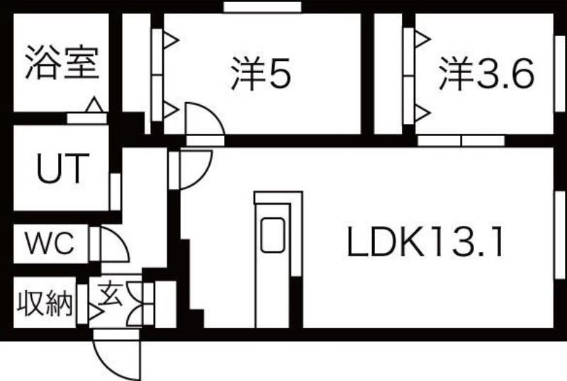 NOVEL東区役所前(2LDK/2階)の間取り写真
