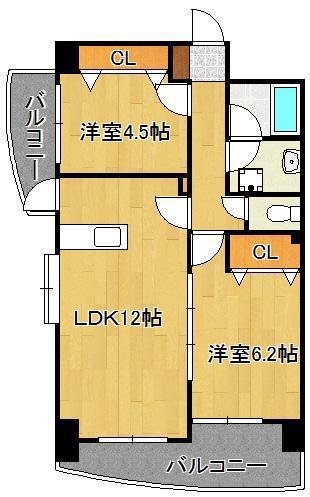 ラフィーネ 小倉(2LDK/10階)の間取り写真