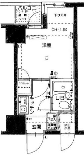 日神パレステージ阪東橋(1K/9階)の間取り写真