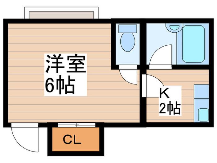 ミユキハイツ(ワンルーム/2階)の間取り写真