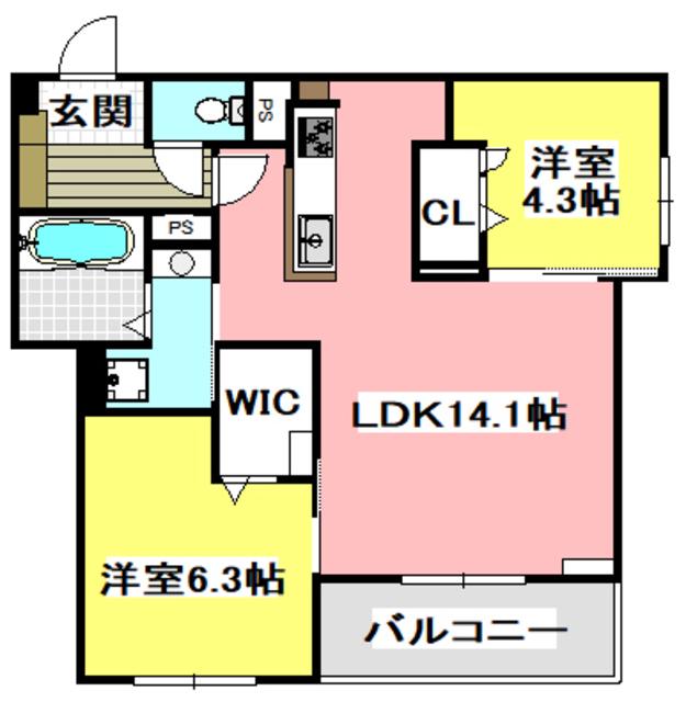 めぞん西田中(2LDK/2階)の間取り写真