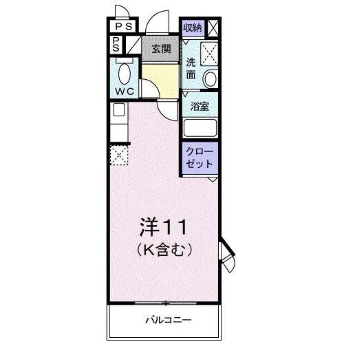ウィンド(ワンルーム/2階)の間取り写真