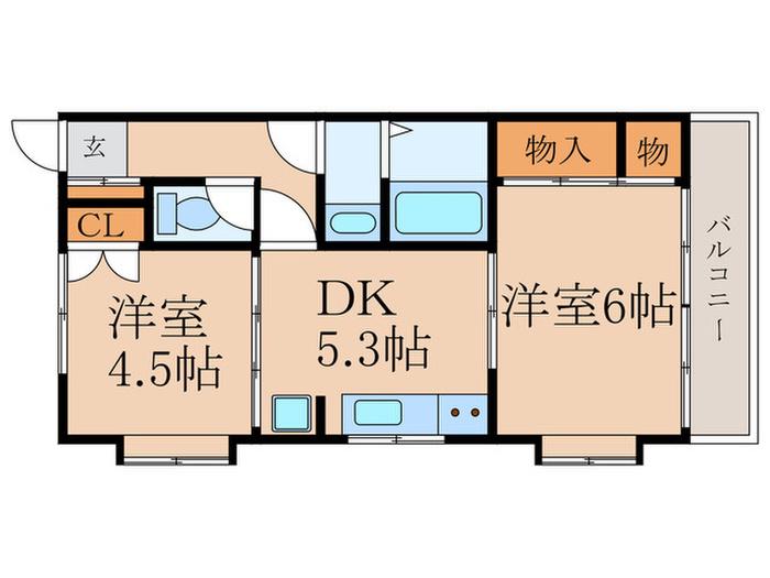 セラ若宮(2DK/2階)の間取り写真