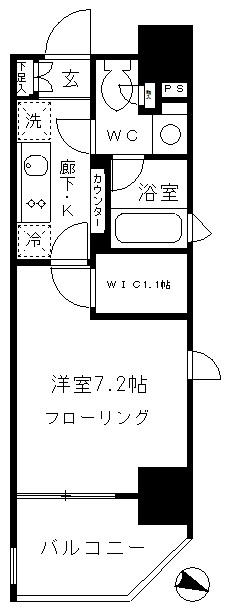 パークリュクス東麻布MONO(1K/6階)の間取り写真