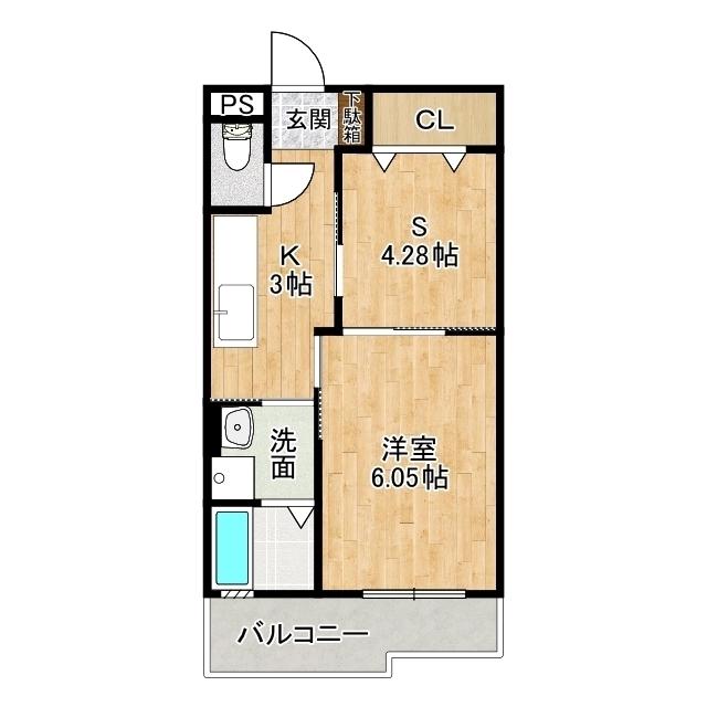 ディアステージ(1SK/2階)の間取り写真