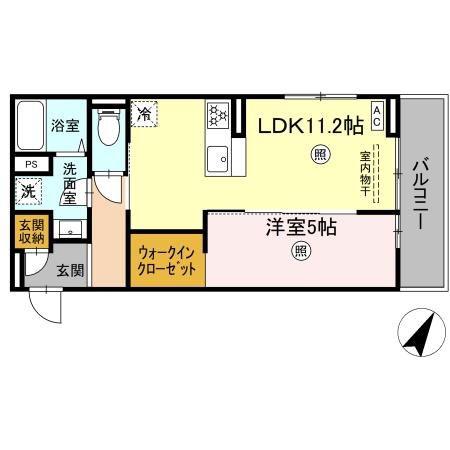 PREMILIFE下郡東(1LDK/3階)の間取り写真
