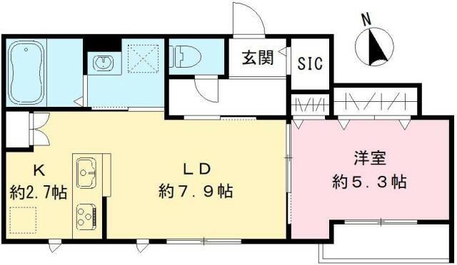 SERENO S. セレーノエス(1LDK/1階)の間取り写真