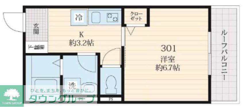 レニーパレス(1K/3階)の間取り写真
