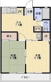 シャトレ B(2DK/2階)の間取り写真