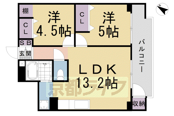 東和ハイツ(2LDK/5階)の間取り写真