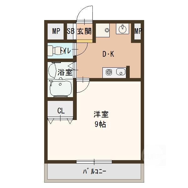ネクスプロス大和田(1K/2階)の間取り写真