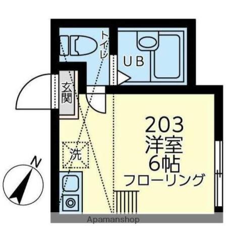 ユナイト追浜ヴィーナス(ワンルーム/2階)の間取り写真