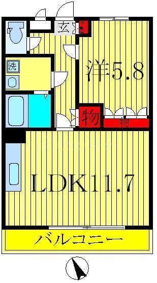 ラディッシュVI(1LDK/2階)の間取り写真