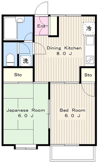アンジュ壱番館(2DK/2階)の間取り写真