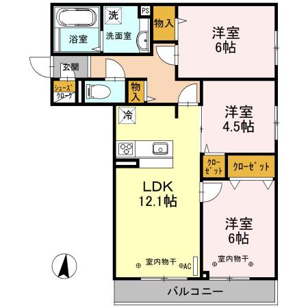 ヴィエン南田辺II(2LDK/2階)の間取り写真