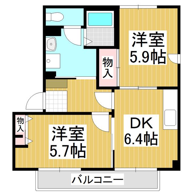 クレセールさくらB(2DK/1階)の間取り写真