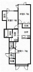 ペシュール(2LDK/2階)の間取り写真