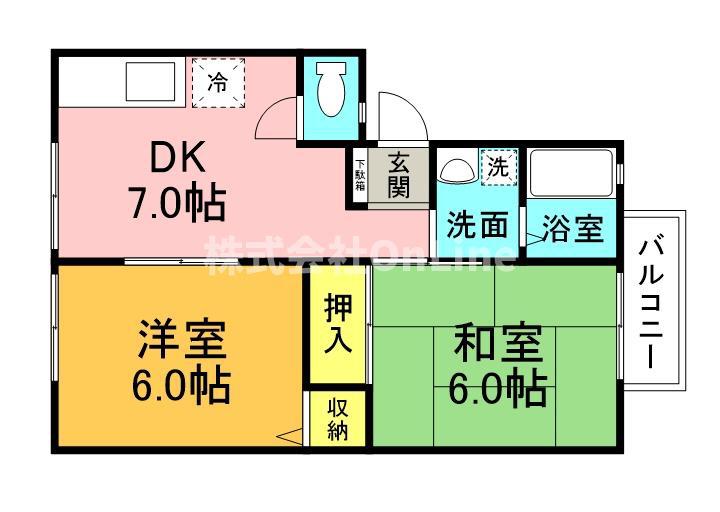 サンビレッジ・ラポール C棟(2DK/1階)の間取り写真