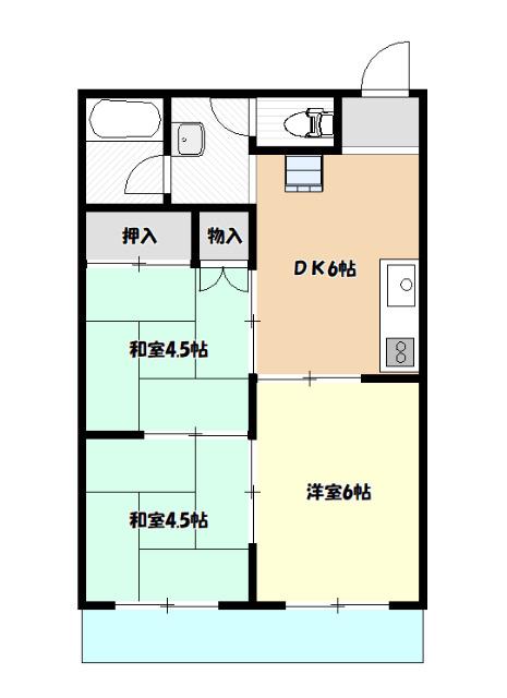 中島マンション(3DK/2階)の間取り写真