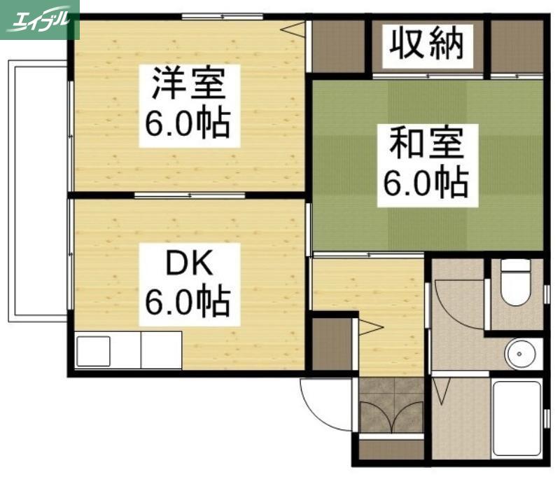 グリーンハイツ(2DK/2階)の間取り写真