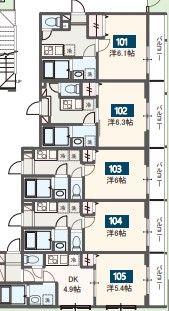 MELDIA岩槻3(1DK/2階)の間取り写真