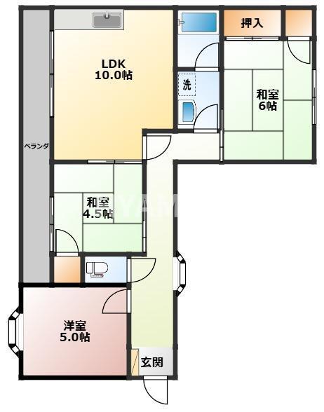 メゾン宗方(3LDK/3階)の間取り写真