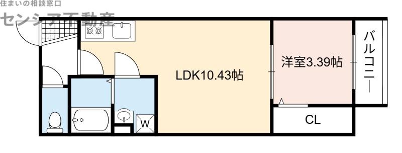 NEXT YOU稲田新町(1LDK/1階)の間取り写真