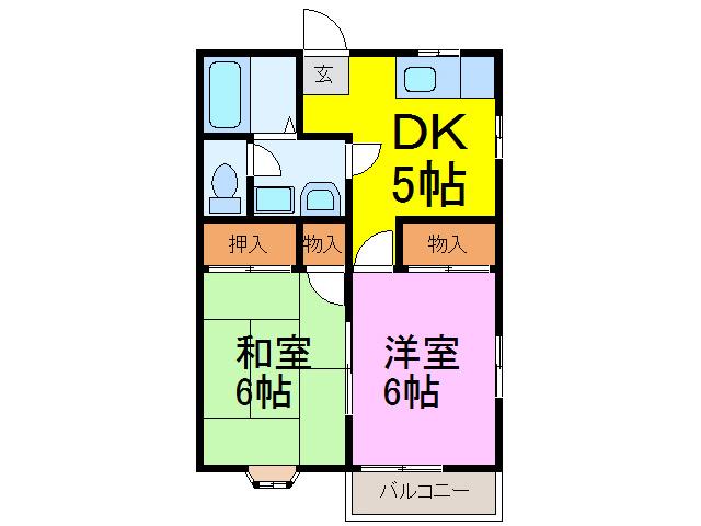 コーポインビットパートI II(2DK/1階)の間取り写真