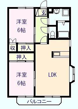 前田ハイツA棟(2LDK/1階)の間取り写真