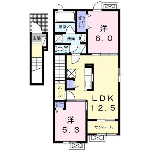 エミネンスB(2LDK/2階)の間取り写真